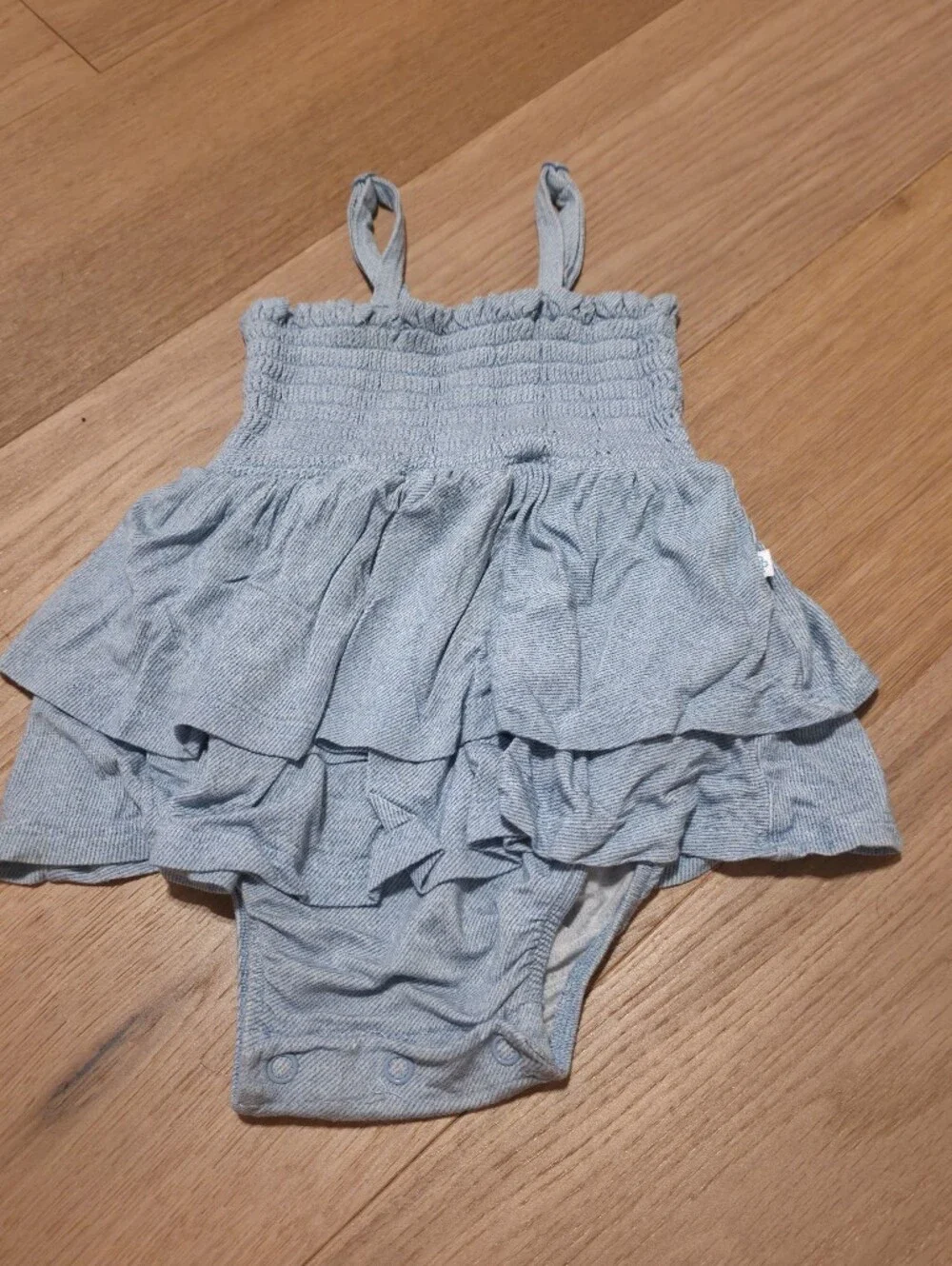 Posh Peanut Light Blue Ruffle Romper